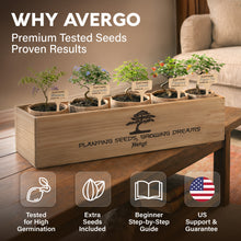 Load image into Gallery viewer, AVERGO Bonsai Tree Kit Deluxe - 5X Unique Japanese Bonzai Trees | Complete Indoor Bonsai Starter Kits from Seeds to Trees – DIY Gardening Gifts for Mother's Day, Women & Men