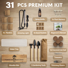 Load image into Gallery viewer, Bonsai Tree Kit Deluxe + Growing Light - 5X Unique Japanese Bonzai Trees | Complete Indoor Bonsai Starter Kits for Growing Trees – DIY Gardening Gifts for Mother, Women & Men