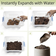 Load image into Gallery viewer, Coconut Coir Potting Soil for Indoor Plants - Expands to 7 Quart (15 lb) | Bonsai Soil Discs Perfect for General Houseplants, Herbs, and Bonsai Trees - Expands with Water