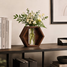 Load image into Gallery viewer, Wall Plant Decor (2-Pack), Acacia Wood Indoor Wall Planter | Propagation Wall Hanging with Removable Glass Vase for Cuttings, Fresh Herbs, Flowers and Dried Florals
