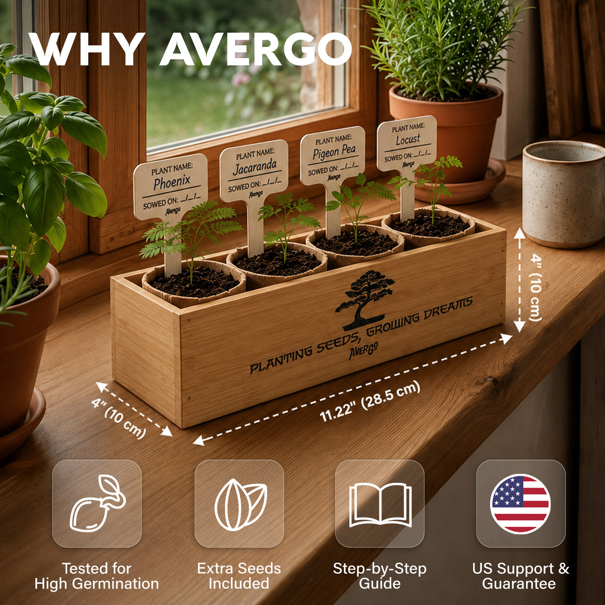 Bonsai Tree Kit Classic - Growing 4 Unique Japanese Bonzai Trees | Complete Indoor Bonsai Starter Kits for Growing Trees – Plant Lovers Gifts for Women & Men