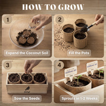 Load image into Gallery viewer, AVERGO Wildflower Seed Mix Growing Kit - Perennial Wild Flowers | Ideal Gift for Mother's Day - Also Includes Planters, Soil, Wooden Box, and Gardening Tools for Indoor Garden and Patio Planting
