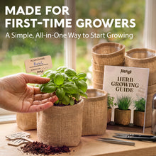 Load image into Gallery viewer, Indoor Herb Garden Kit, Herb Growing Kit for Kitchen and Windowsill | Herb Starter Kit to Grow Herbs Indoors with Basil, Chives, Dill, Cilantro &amp; Parsley Seeds, Gifts for Mom &amp; Plant Lovers
