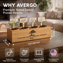 Load image into Gallery viewer, Avergo Bonsai Tree Kit – 4X Unique Japanese Bonzai Trees | Complete Indoor Starter Kit for Growing Bonsai Plants with Tools &amp; Planters – Gardening Gifts for Women &amp; Men
