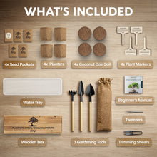 Load image into Gallery viewer, Avergo Bonsai Tree Kit – 4X Unique Japanese Bonzai Trees | Complete Indoor Starter Kit for Growing Bonsai Plants with Tools &amp; Planters – Gardening Gifts for Women &amp; Men
