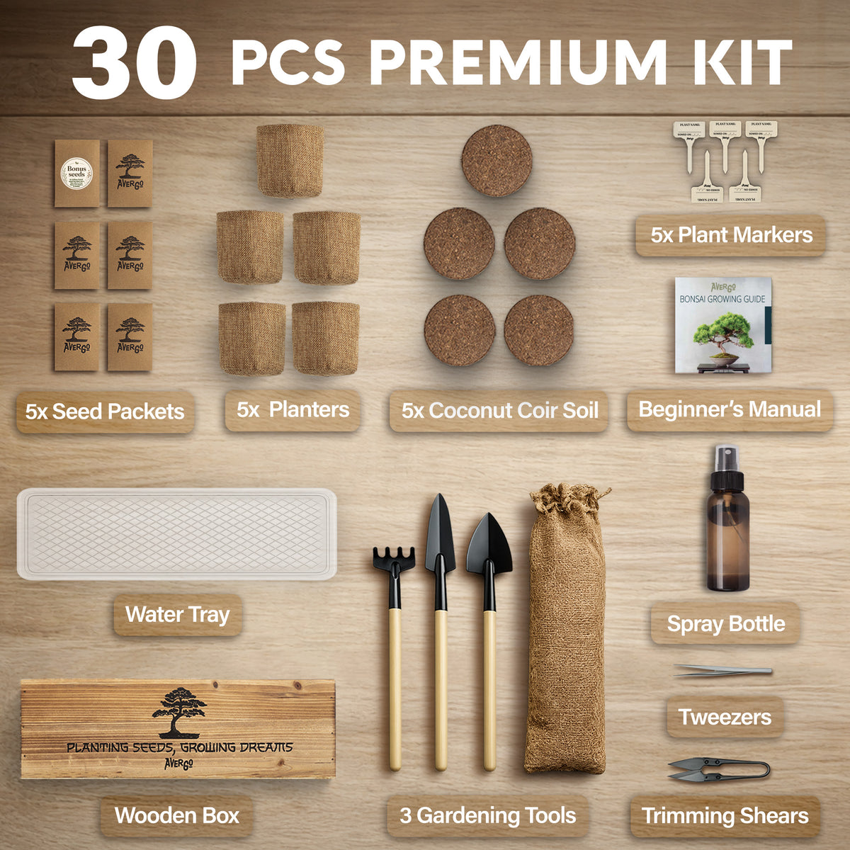 Bonsai Tree Kit Classic - Growing 5 Unique Japanese Bonzai Trees | Complete Indoor Bonsai Starter Kits for Growing Trees – Plant Lovers Gifts for Women & Men