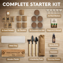 Load image into Gallery viewer, Indoor Herb Garden Kit, Herb Growing Kit for Kitchen and Windowsill | Herb Starter Kit to Grow Herbs Indoors with Basil, Chives, Dill, Cilantro &amp; Parsley Seeds, Gifts for Mom &amp; Plant Lovers
