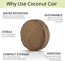 Load image into Gallery viewer, Coconut Coir Potting Soil for Indoor Plants - Expands to 7 Quart (15 lb) | Bonsai Soil Discs Perfect for General Houseplants, Herbs, and Bonsai Trees - Expands with Water
