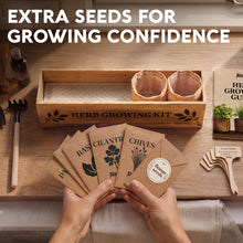 Load image into Gallery viewer, Indoor Herb Garden Kit, Herb Growing Kit for Kitchen and Windowsill | Herb Starter Kit to Grow Herbs Indoors with Basil, Chives, Dill, Cilantro &amp; Parsley Seeds, Gifts for Mom &amp; Plant Lovers
