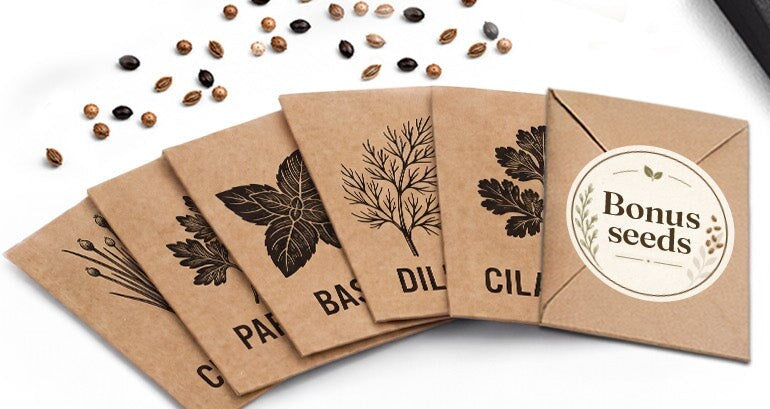 Five herb seed packets